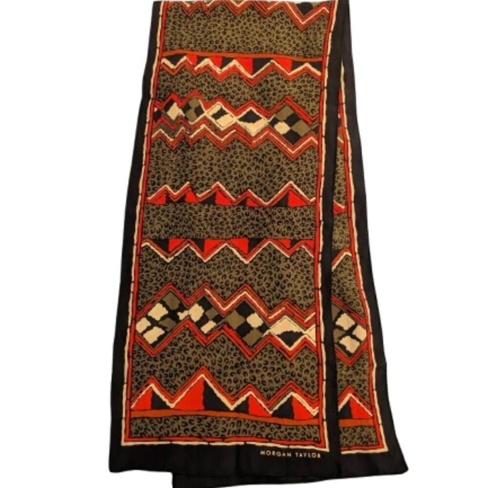 Vintage Morgan Taylor Leopard Print and Geometric Scarf